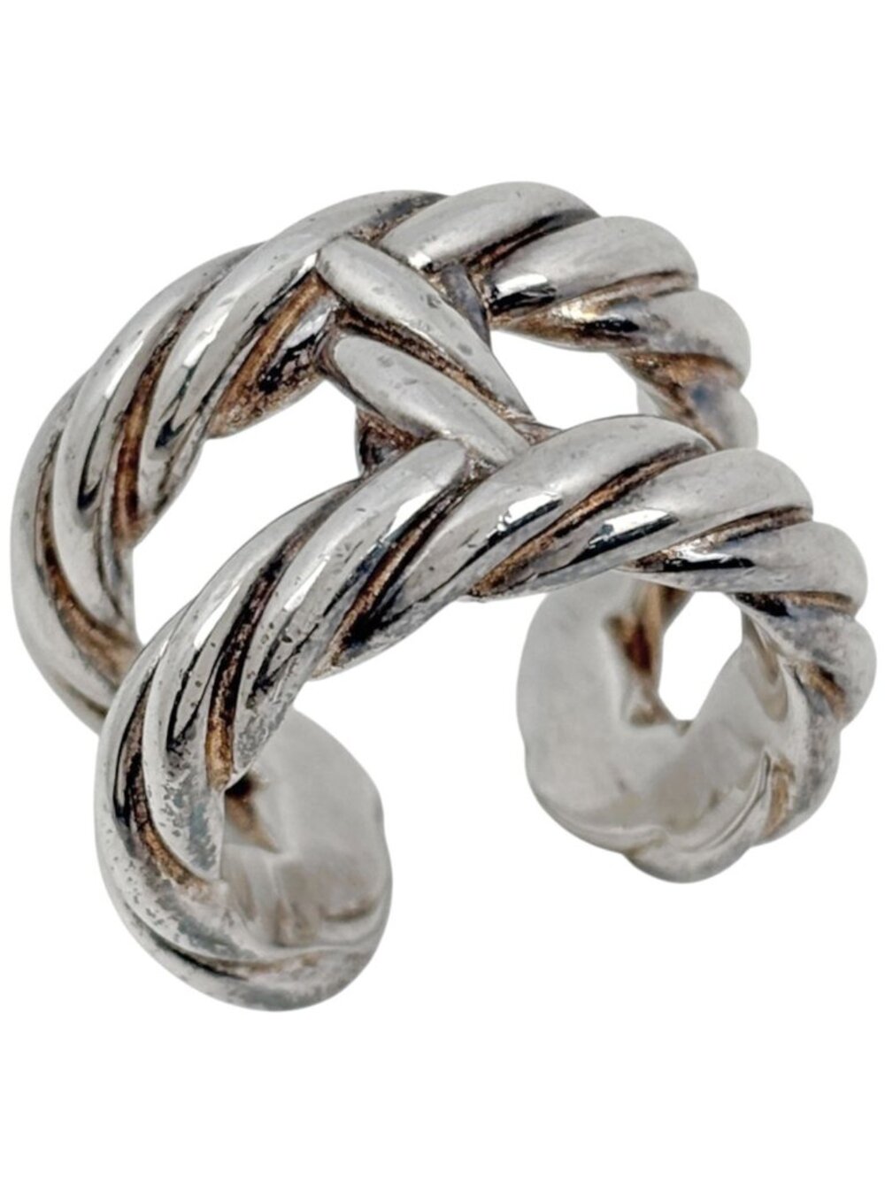 Hermes Parade Twist Ring 925 Sterling Silver